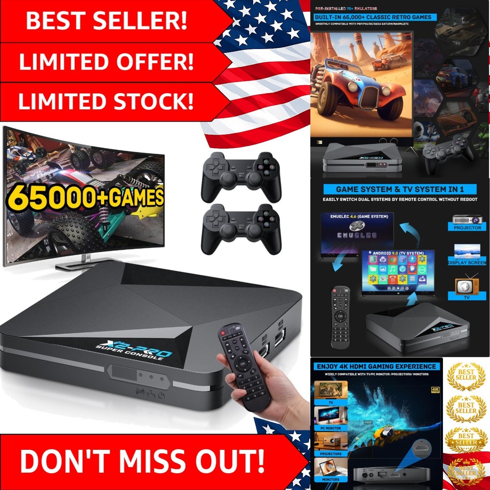 Smooth 4K Retro Game Console – 65,000 Games, Dual System & Dual Band Wi-Fi