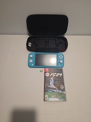 Nintendo Switch Lite Turquoise & Case And Fc24 Game