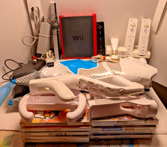 Nintendo Wii Mini Red Console Bundle 10 Games 3 Remotes 2 DDR Mats Tested