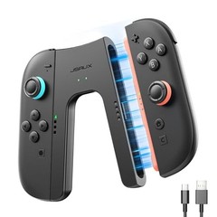 JSAUX Charging Grip for Switch 2 V-Shaped Joy-Con 2 Charging Grip Charges While