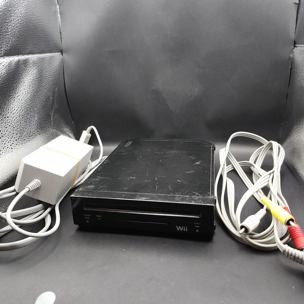 Nintendo Wii Replacement Console With Cords Black RVL-101 (USA) Tested Working