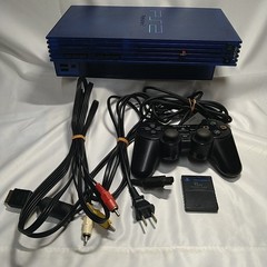 Sony PS2 Ocean Blue SCPH-37000 Console Set Controller Memory Card Tested Japan