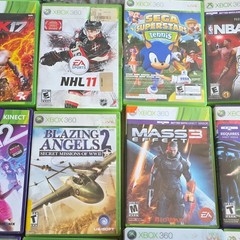 X Box 360,6 Controllers 21 Games Kinect, Wireless Adaptor, 256 mb Memory Card.