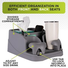 GO GEAR Charcoal Console – Versatile Car Organizer with Adjustable Drink Holders