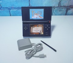 Nintendo DS Lite Navy Blue Handheld Gaming System with Charger & Stylus Pen
