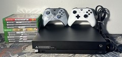Microsoft Xbox One X Console Lot Black 1TB w/10 Games + 2 Controllers & Cables