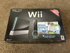 NEW Nintendo Wii With Wii Sports + Wii Sports Resort Black Console System Bundle