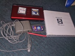 Nintendo DS Lite Console Crimson Red With 3 Games (See Description)