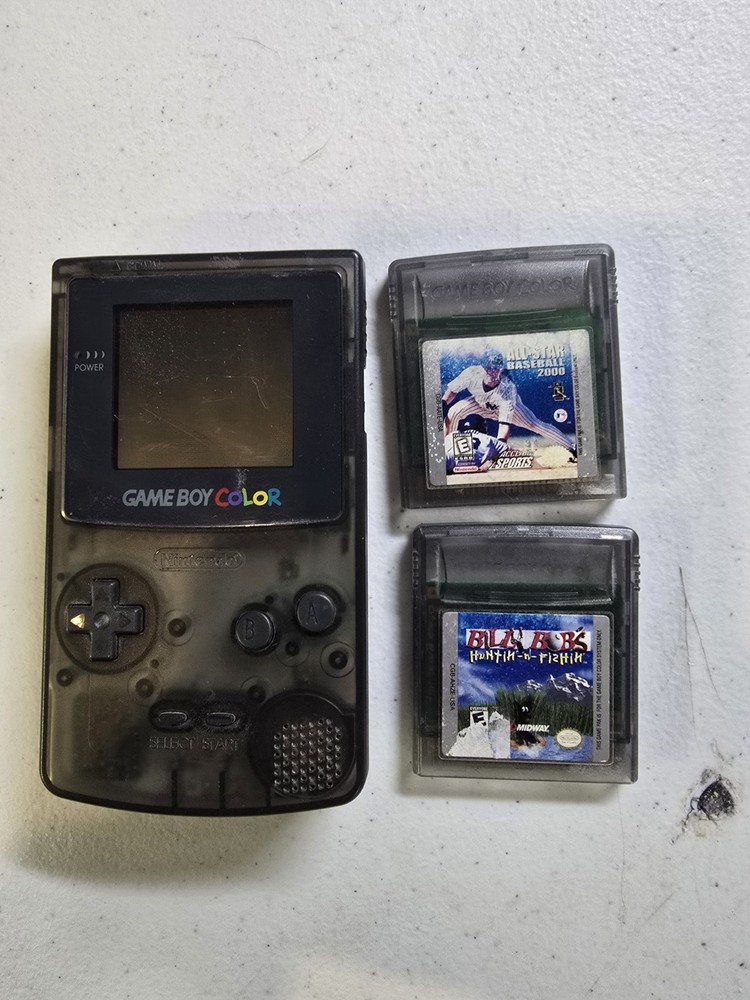 Nintendo Game Boy Color Smoke Black Handheld Console and 2 Games